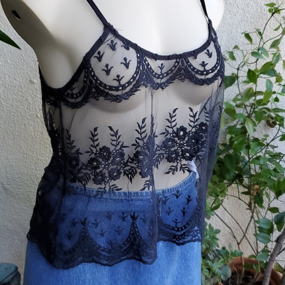 Crop Black Lace Sheer top adjustable can be used as cover up NWT - Picture 2 of 3